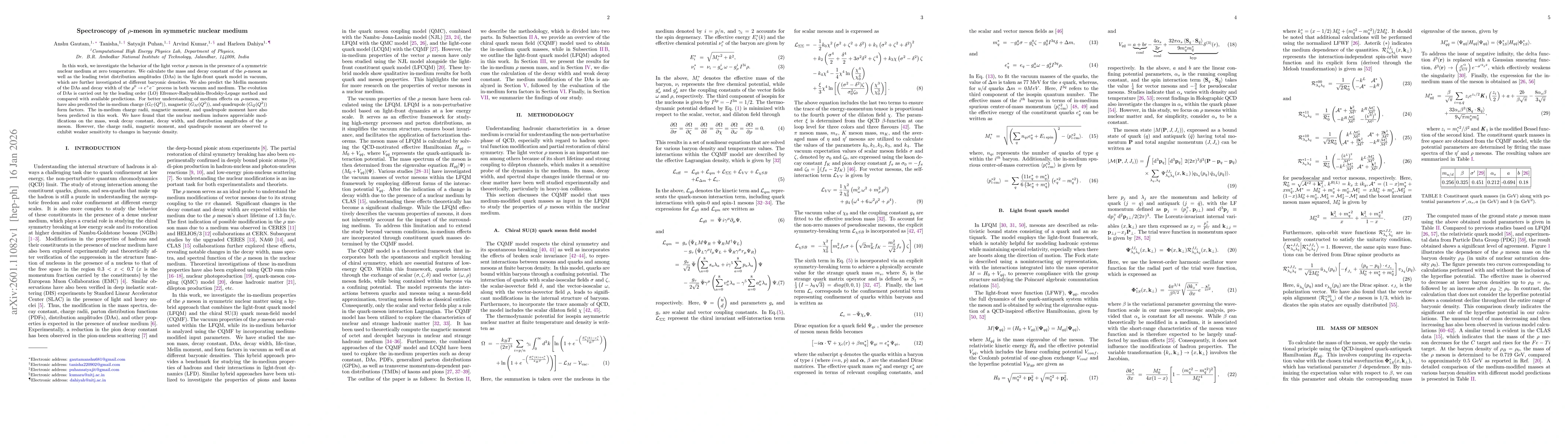 Thumbnail for Spectroscopy of $ρ$-meson in symmetric nuclear medium