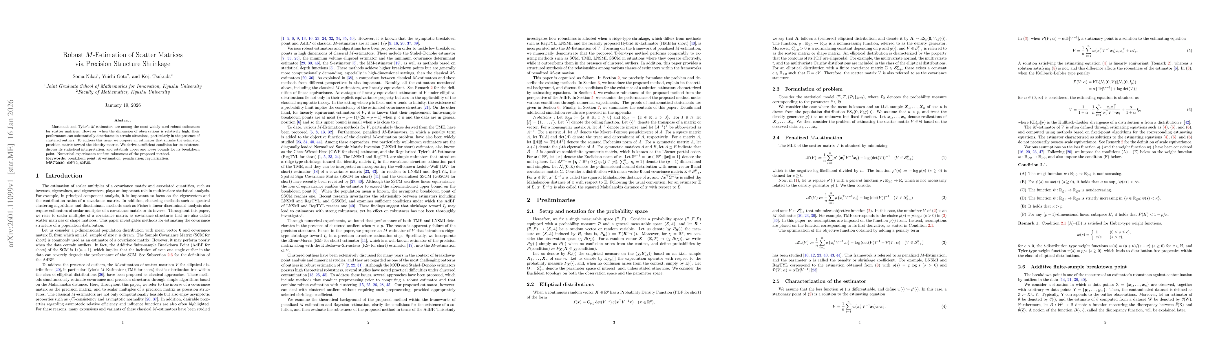 Thumbnail for Robust $M$-Estimation of Scatter Matrices via Precision Structure Shrinkage