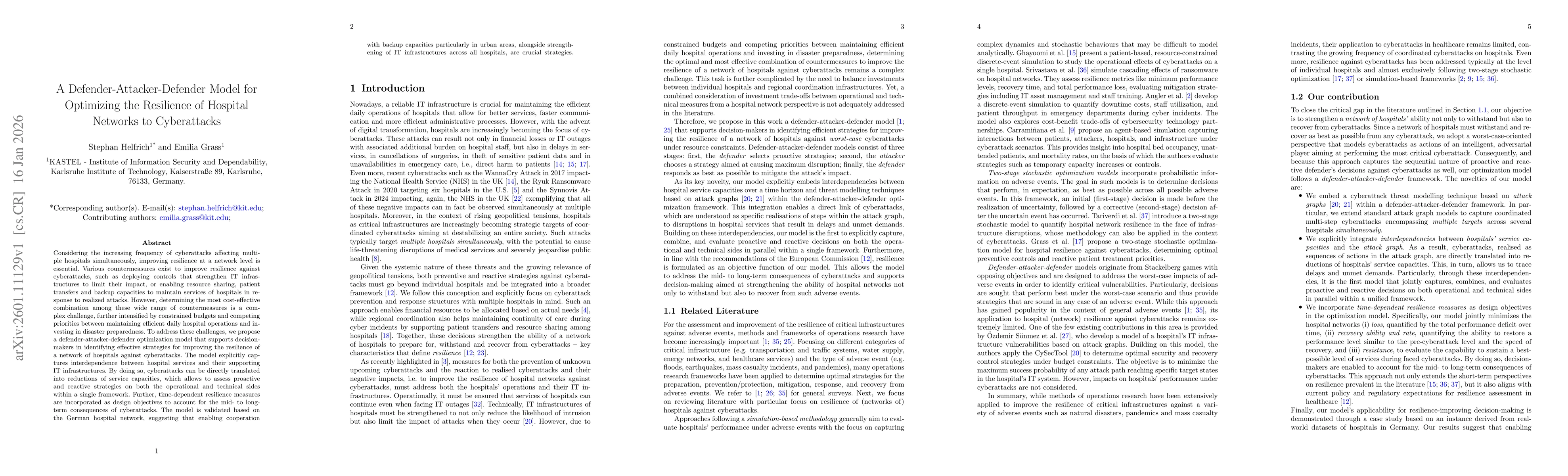 Thumbnail for A Defender-Attacker-Defender Model for Optimizing the Resilience of Hospital Networks to Cyberattacks