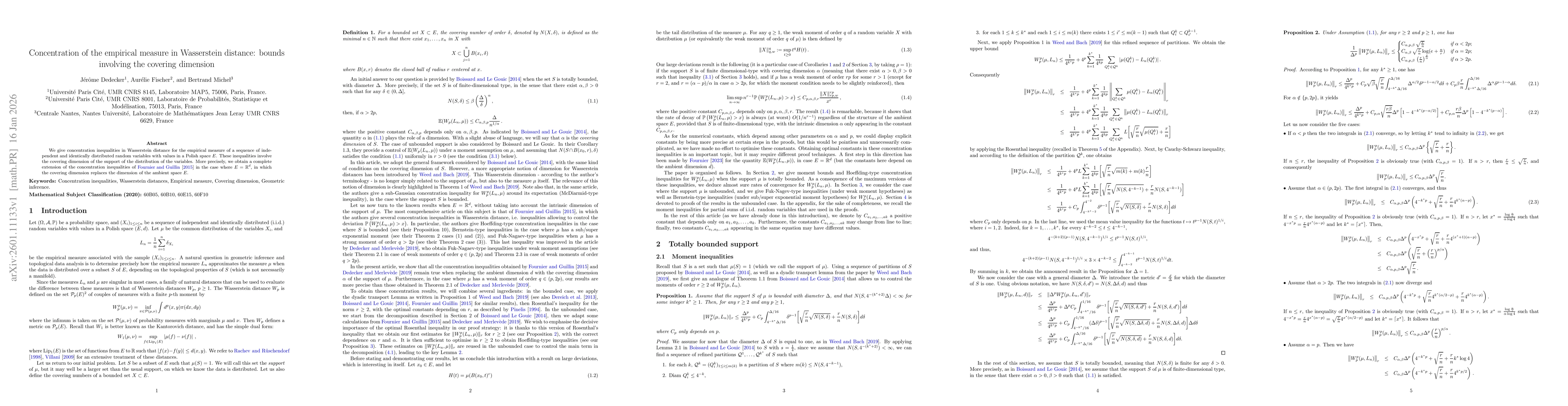 Thumbnail for Concentration of the empirical measure in Wasserstein distance: bounds involving the covering dimension