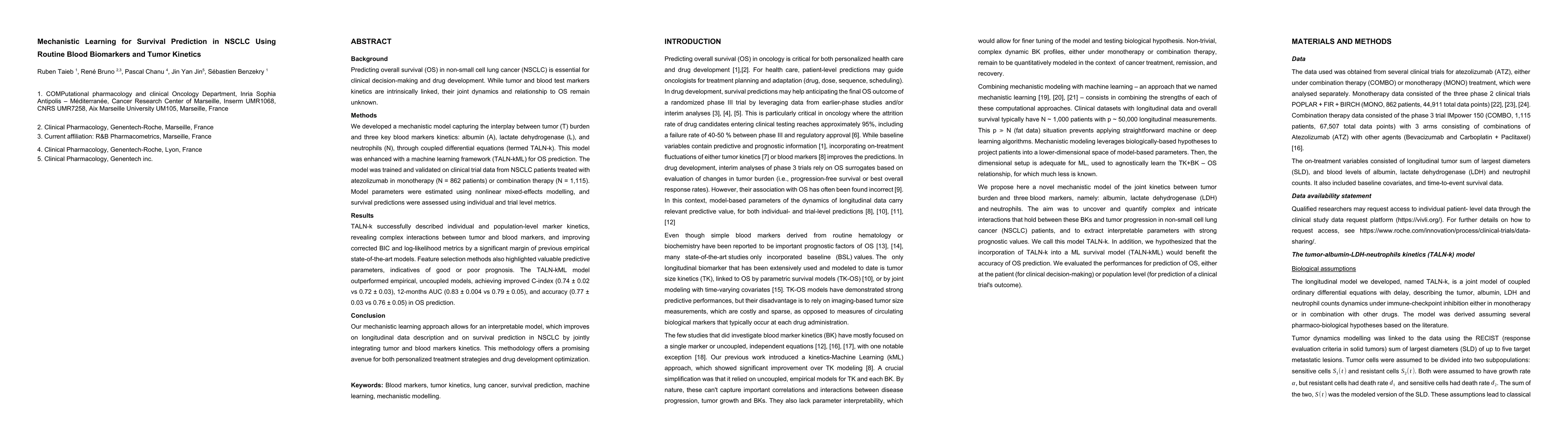 Thumbnail for Mechanistic Learning for Survival Prediction in NSCLC Using Routine Blood Biomarkers and Tumor Kinetics