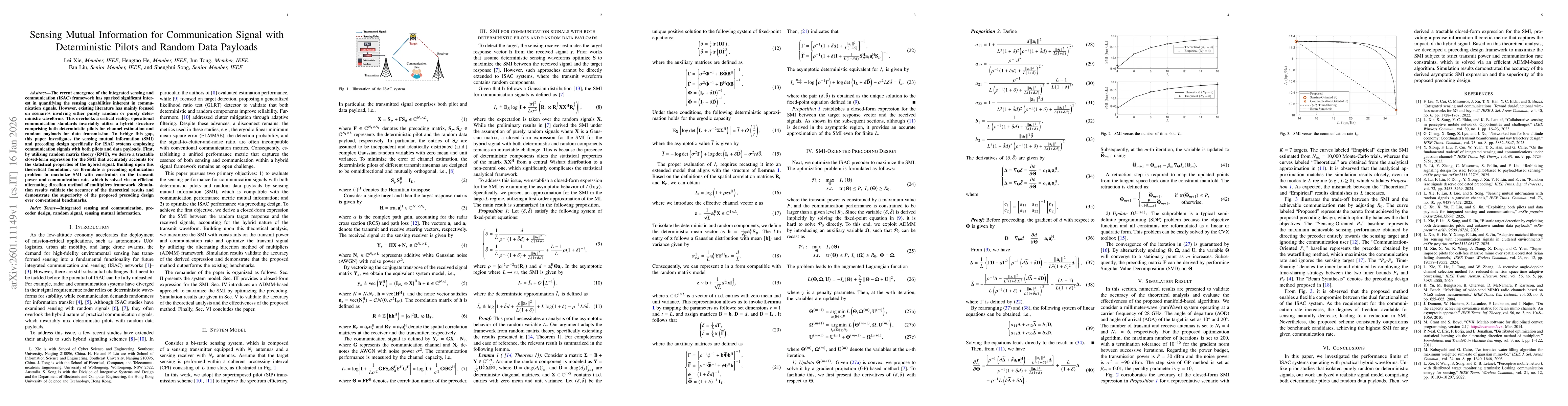 Thumbnail for Sensing Mutual Information for Communication Signal with Deterministic Pilots and Random Data Payloads
