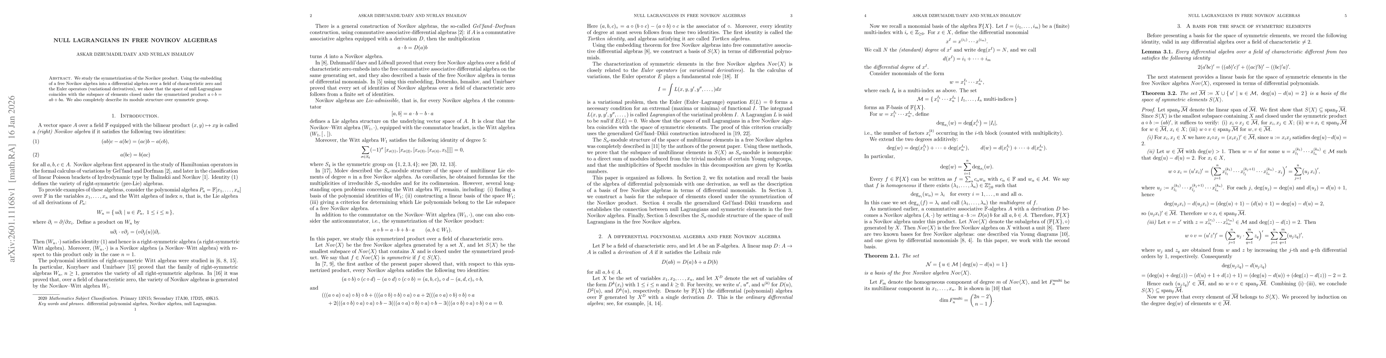Thumbnail for Null Lagrangians in free Novikov algebras
