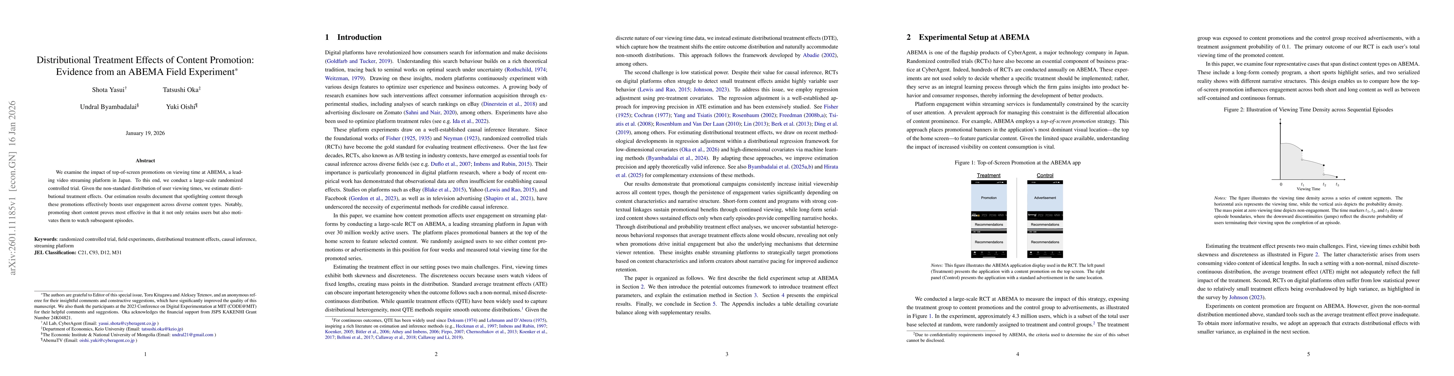 Thumbnail for Distributional Treatment Effects of Content Promotion: Evidence from an ABEMA Field Experiment