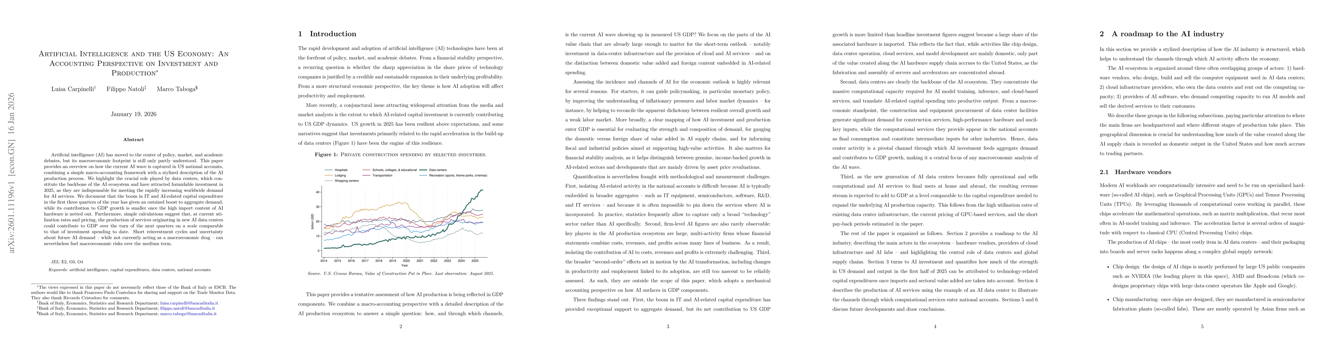Thumbnail for Artificial Intelligence and the US Economy: An Accounting Perspective on Investment and Production