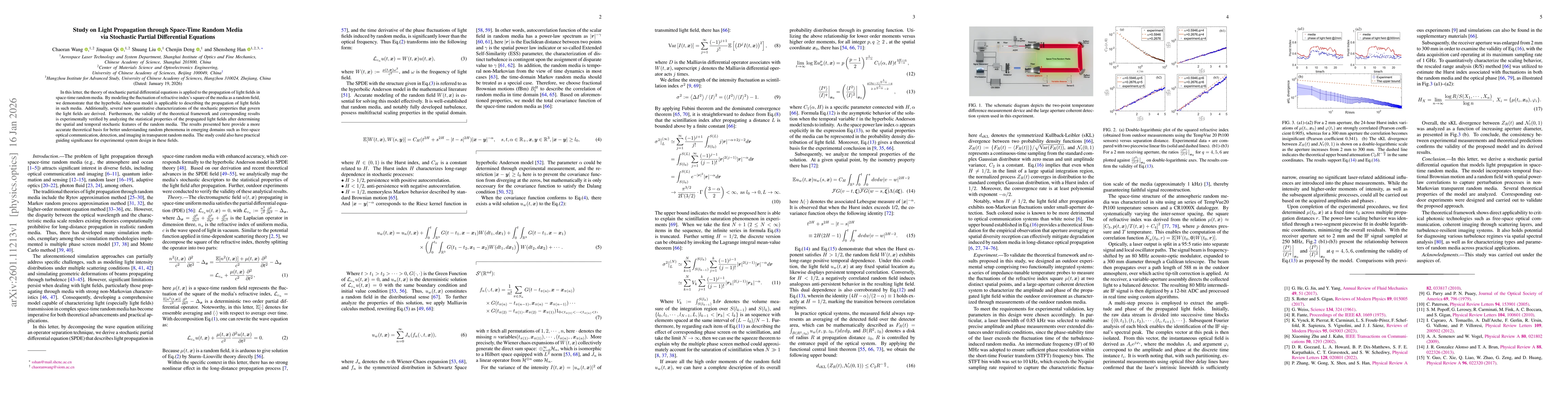Thumbnail for Study on Light Propagation through Space-Time Random Media via Stochastic Partial Differential Equations