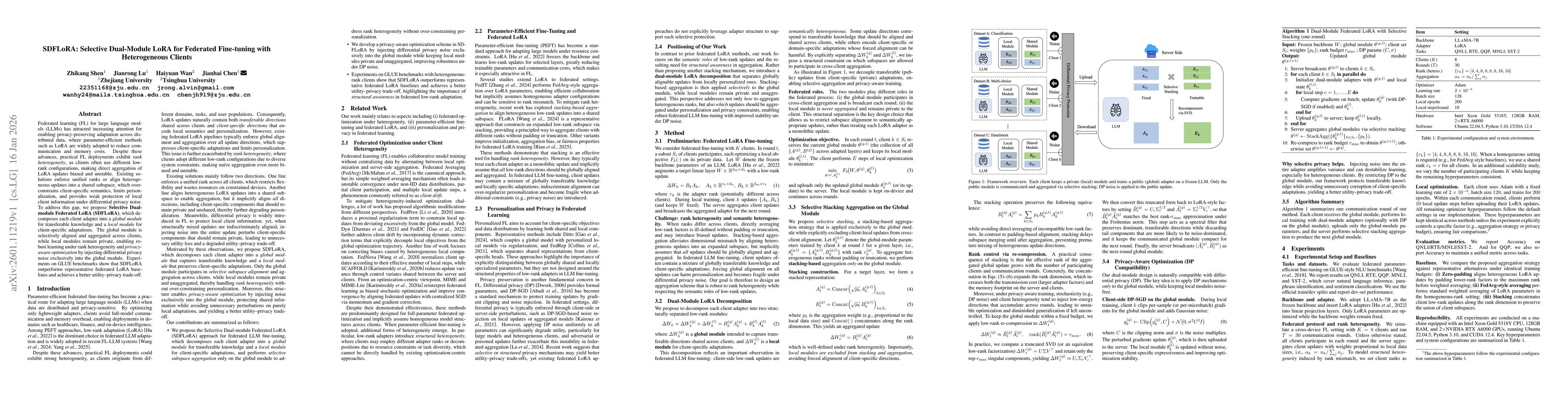 Thumbnail for SDFLoRA: Selective Dual-Module LoRA for Federated Fine-tuning with Heterogeneous Clients
