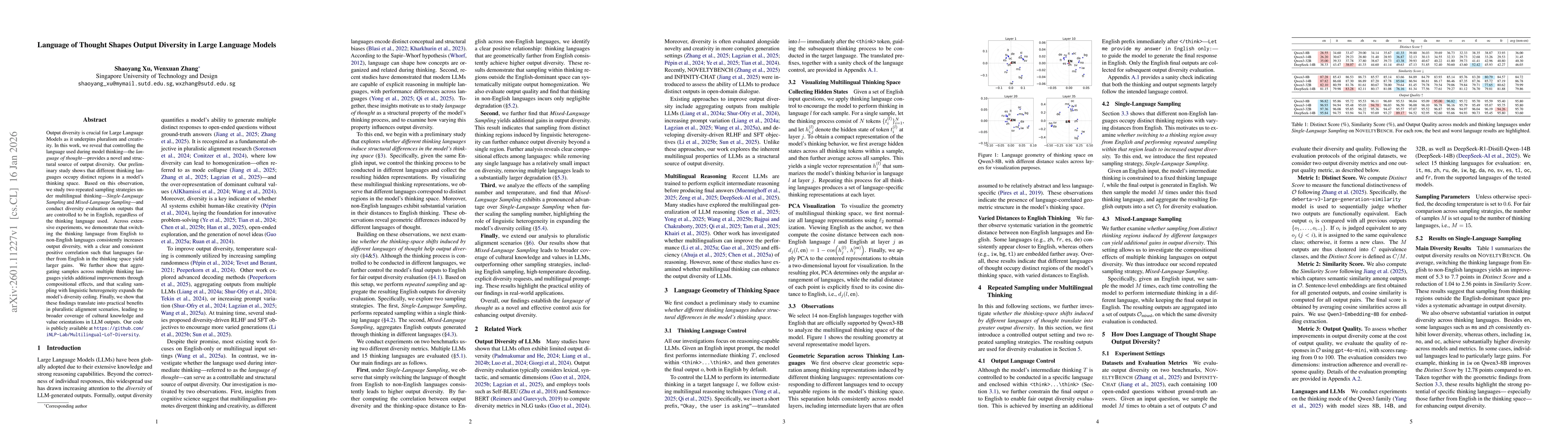 Thumbnail for Language of Thought Shapes Output Diversity in Large Language Models