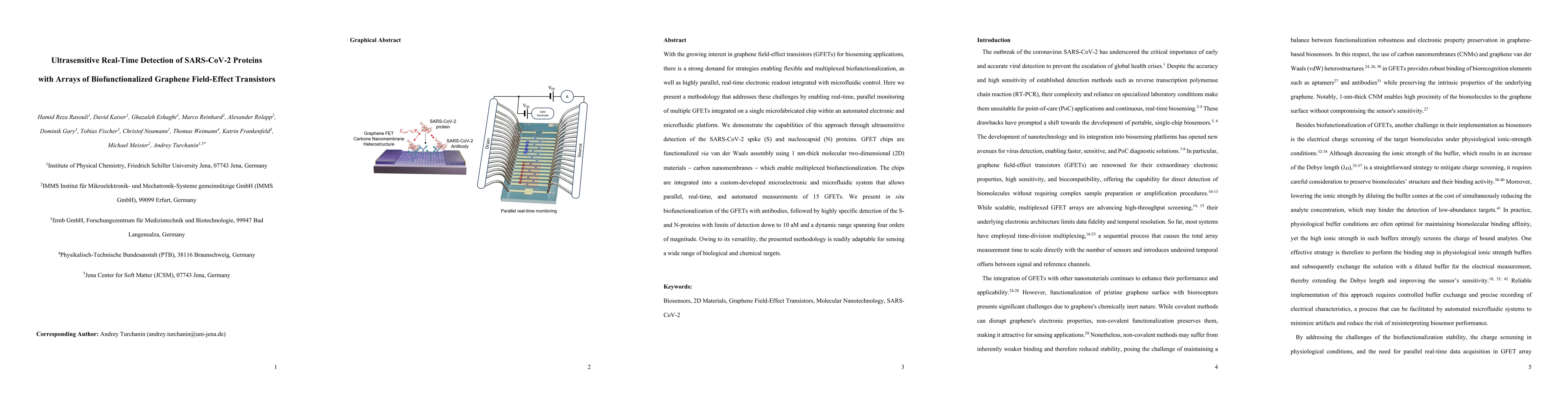 Thumbnail for Ultrasensitive Real-Time Detection of SARS-CoV-2 Proteins with Arrays of Biofunctionalized Graphene Field-Effect Transistors