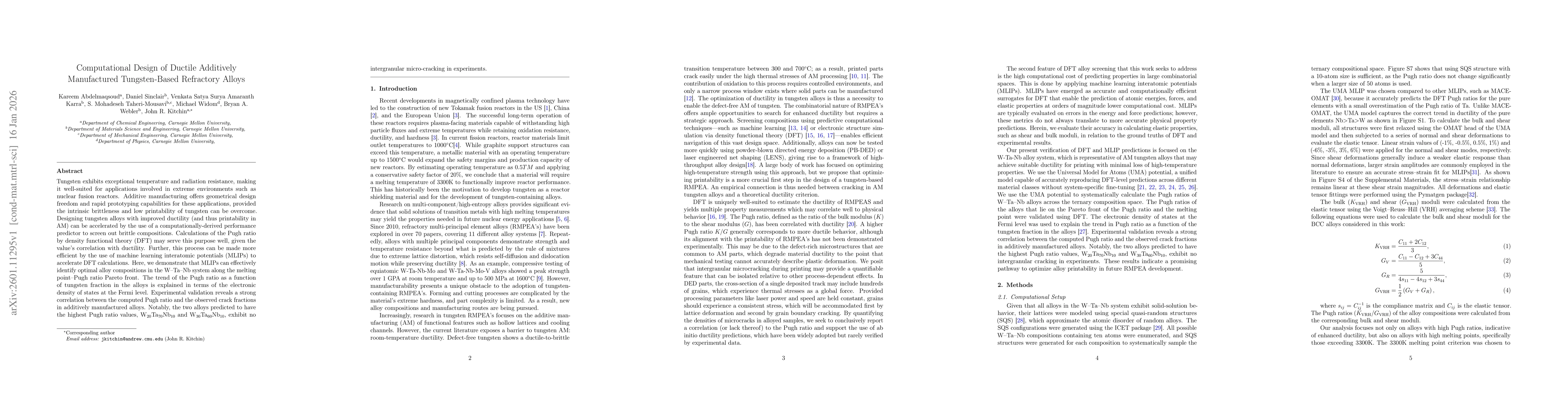 Thumbnail for Computational Design of Ductile Additively Manufactured Tungsten-Based Refractory Alloys