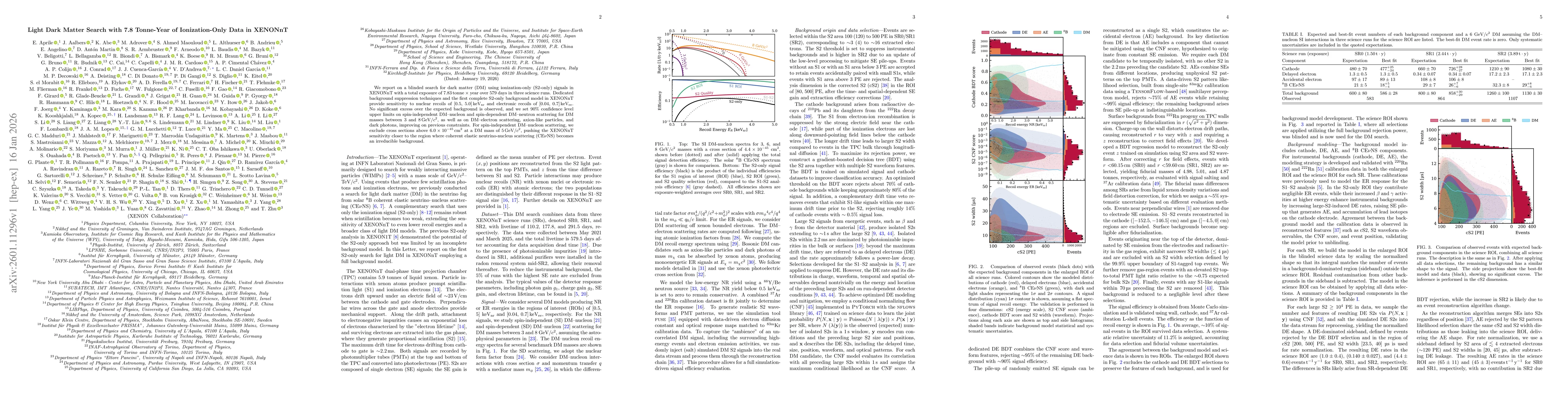 Thumbnail for Light Dark Matter Search with 7.8 Tonne-Year of Ionization-Only Data in XENONnT