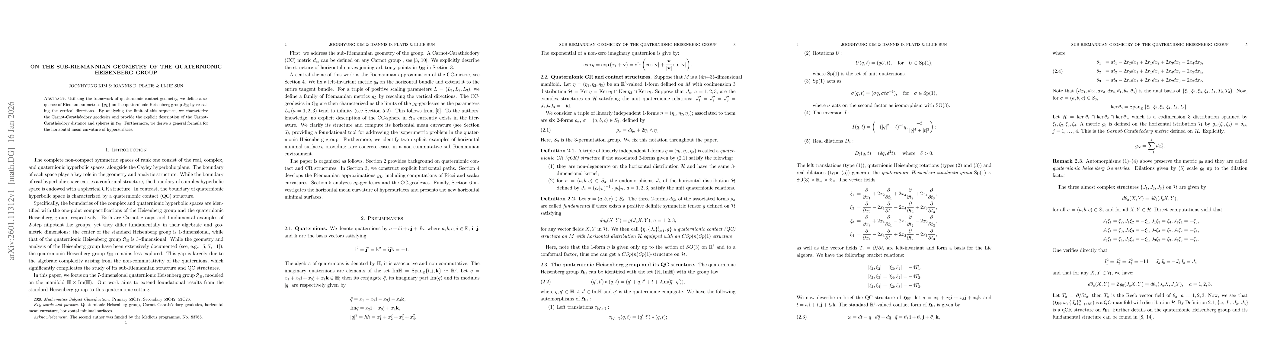 Thumbnail for On the sub-Riemannian geometry of the quaternionic Heisenberg group