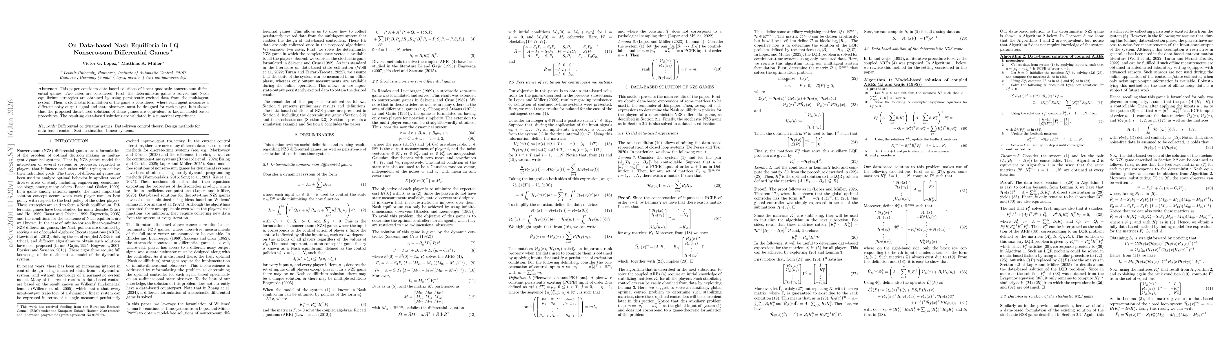 Thumbnail for On Data-based Nash Equilibria in LQ Nonzero-sum Differential Games