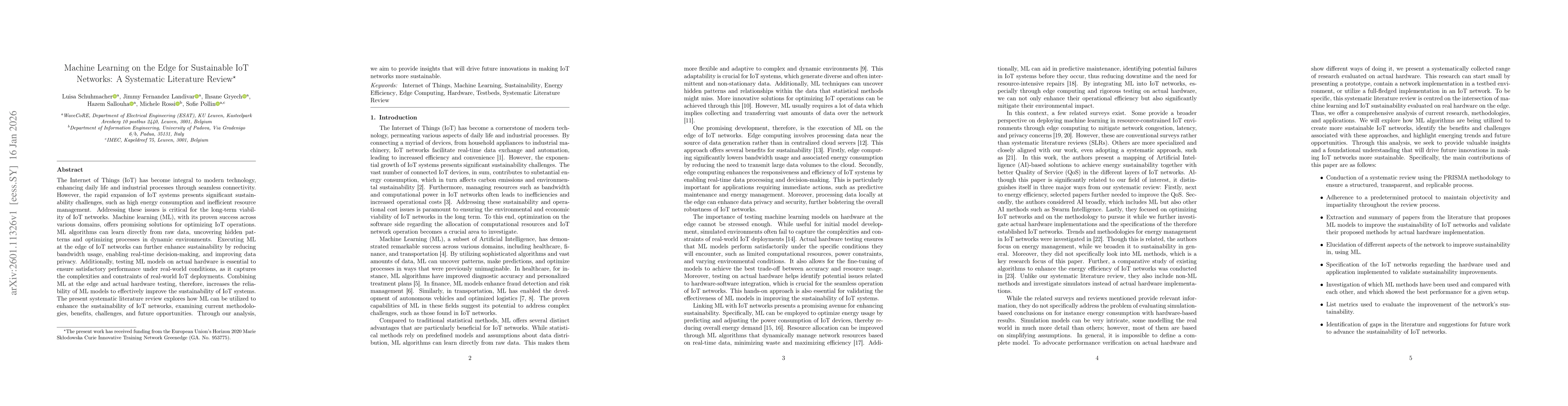 Thumbnail for Machine Learning on the Edge for Sustainable IoT Networks: A Systematic Literature Review