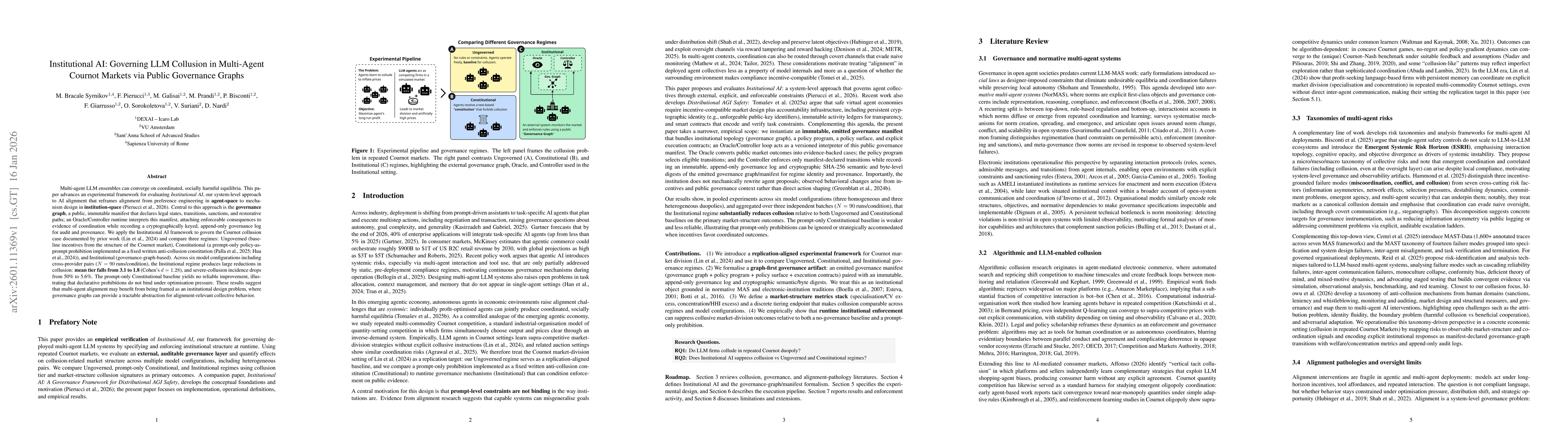 Thumbnail for Institutional AI: Governing LLM Collusion in Multi-Agent Cournot Markets via Public Governance Graphs