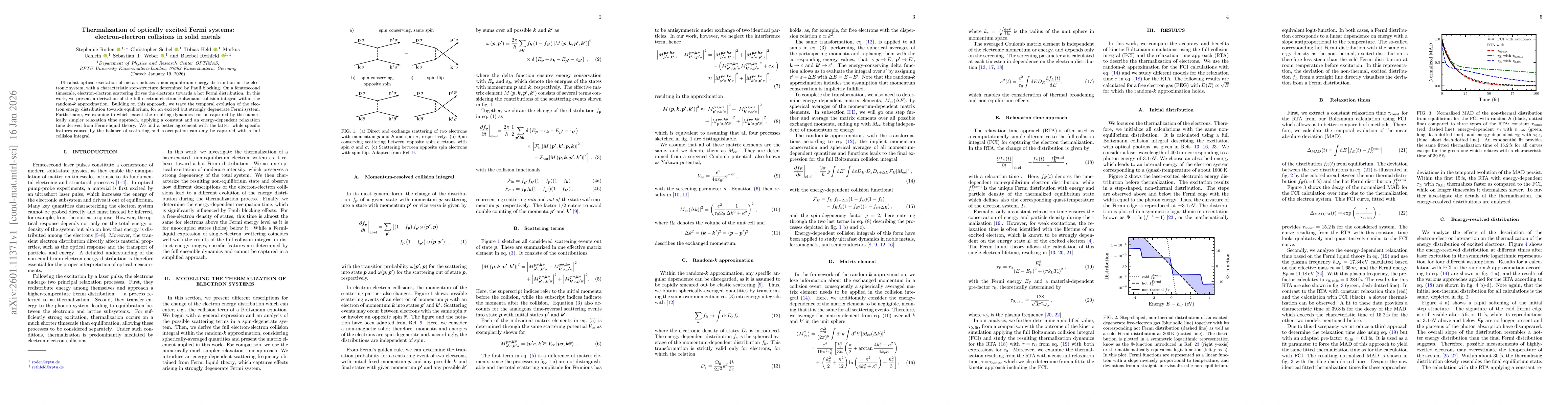 Thumbnail for Thermalization of Optically Excited Fermi Systems: Electron-Electron Collisions in Solid Metals