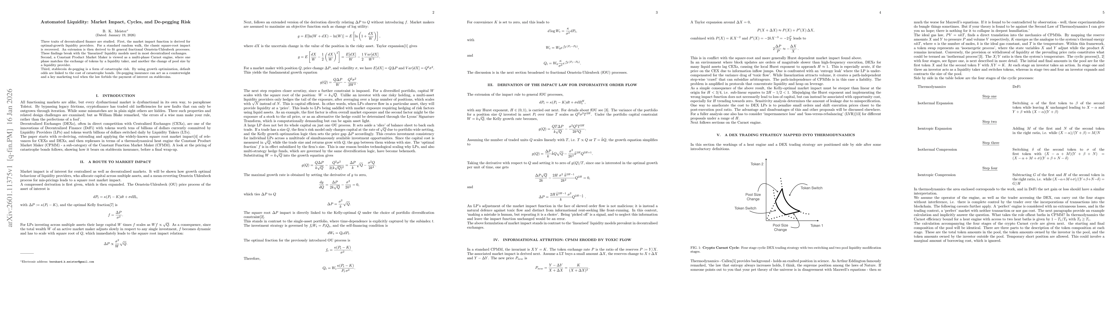 Thumbnail for Automated Liquidity: Market Impact, Cycles, and De-pegging Risk