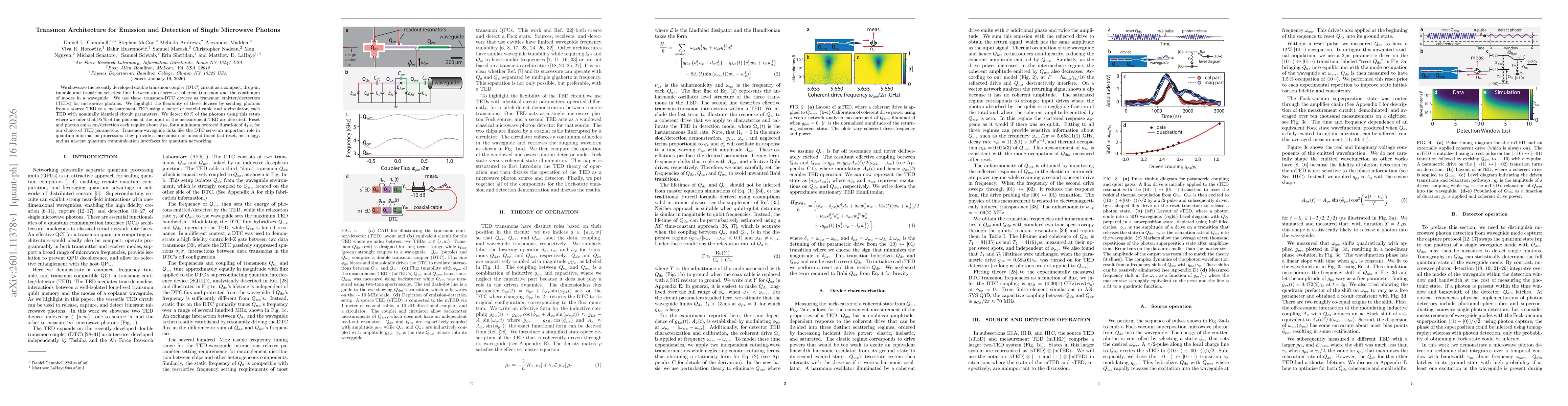 Thumbnail for Transmon Architecture for Emission and Detection of Single Microwave Photons