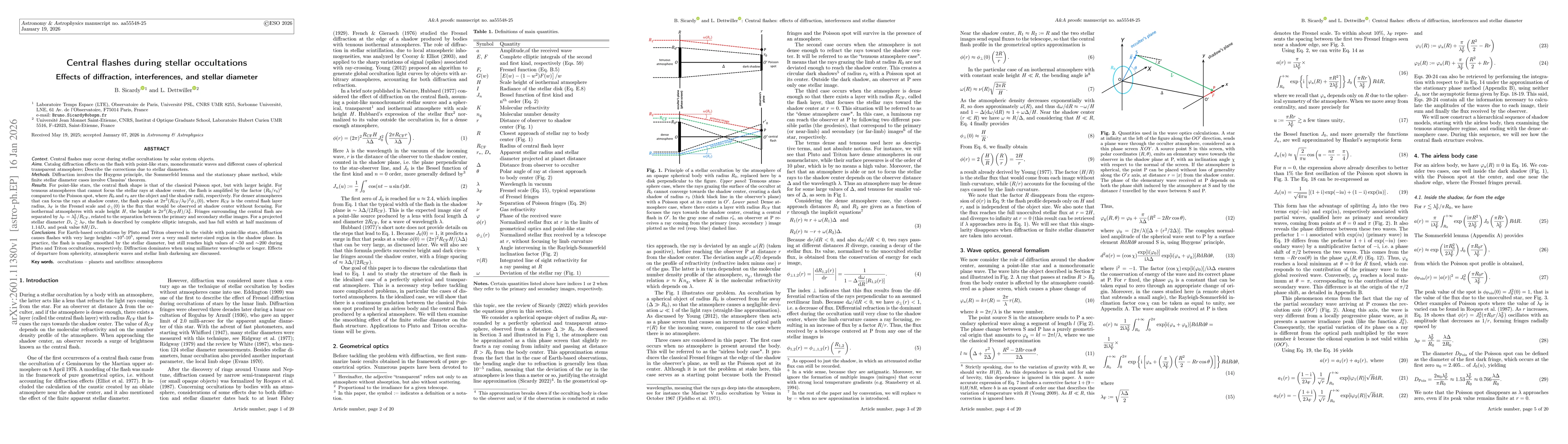 Thumbnail for Central flashes during stellar occultations. Effects of diffraction, interferences, and stellar diameter