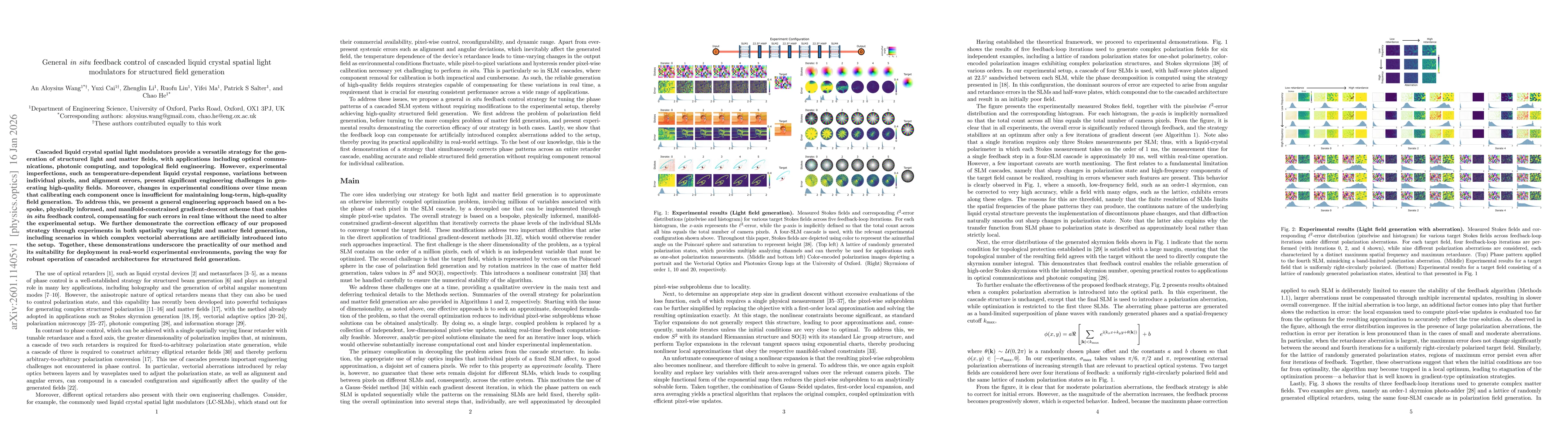 Thumbnail for General in situ feedback control of cascaded liquid crystal spatial light modulators for structured field generation