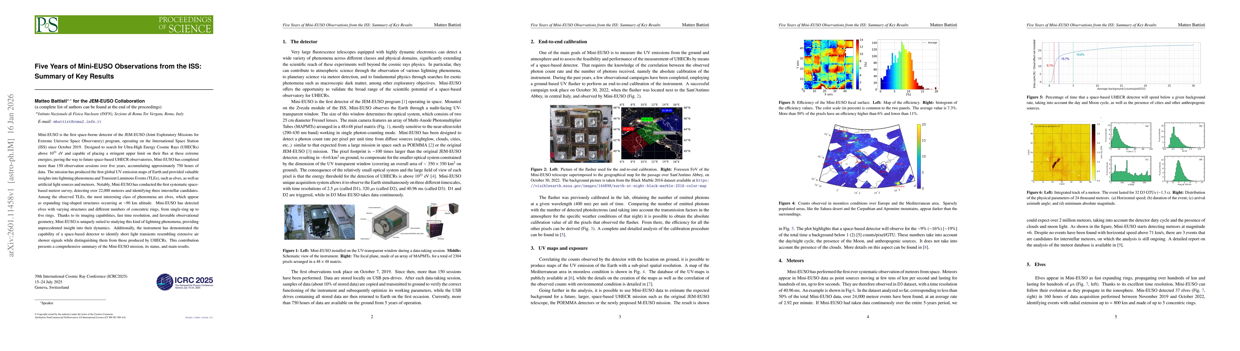 Thumbnail for Five Years of Mini-EUSO Observations from the ISS: Summary of Key Results