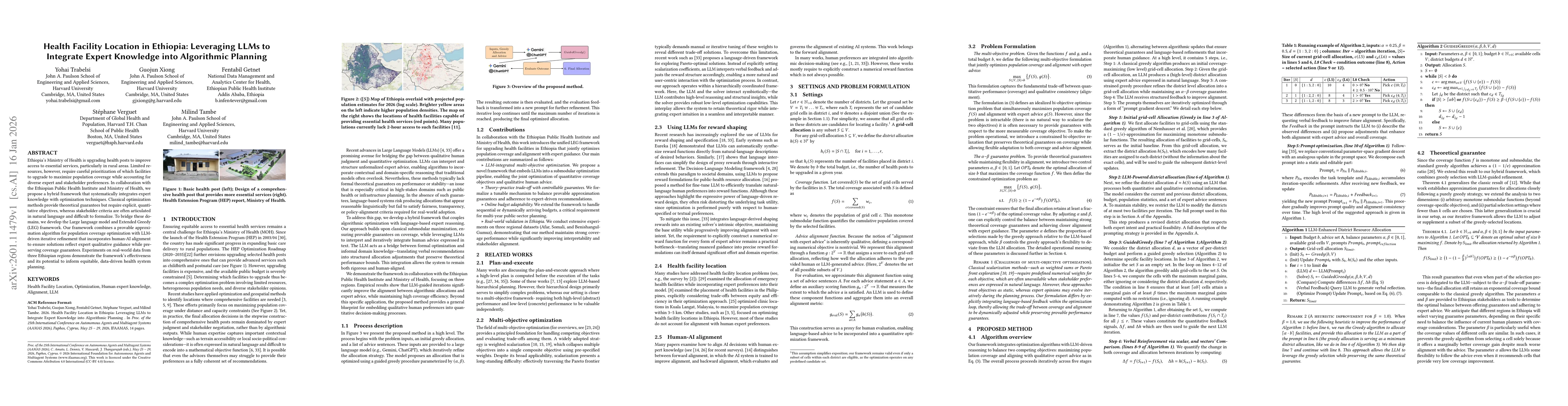 Thumbnail for Health Facility Location in Ethiopia: Leveraging LLMs to Integrate Expert Knowledge into Algorithmic Planning