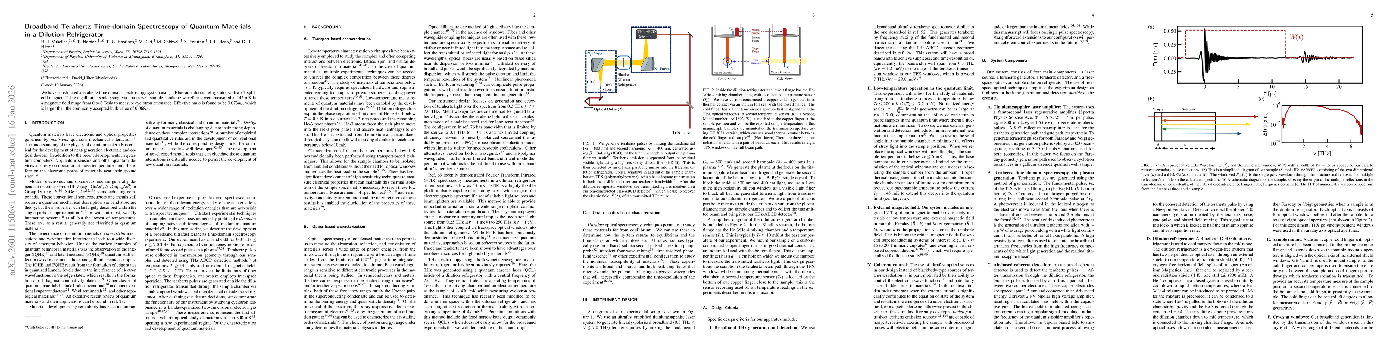 Thumbnail for Broadband Terahertz Time-domain Spectroscopy of Quantum Materials in a Dilution Refrigerator