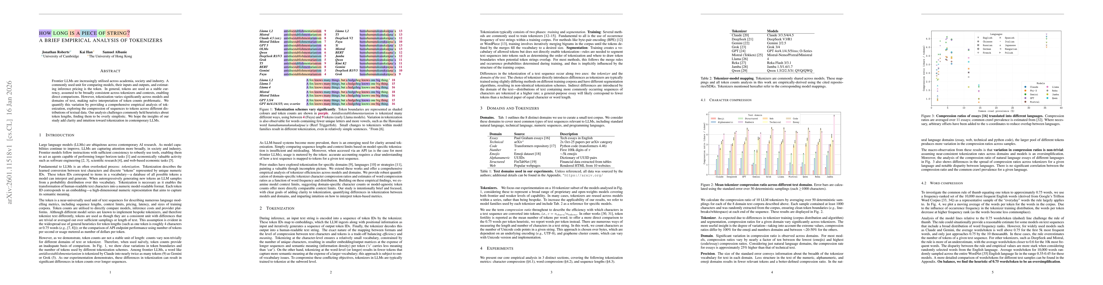 Thumbnail for How Long Is a Piece of String? A Brief Empirical Analysis of Tokenizers