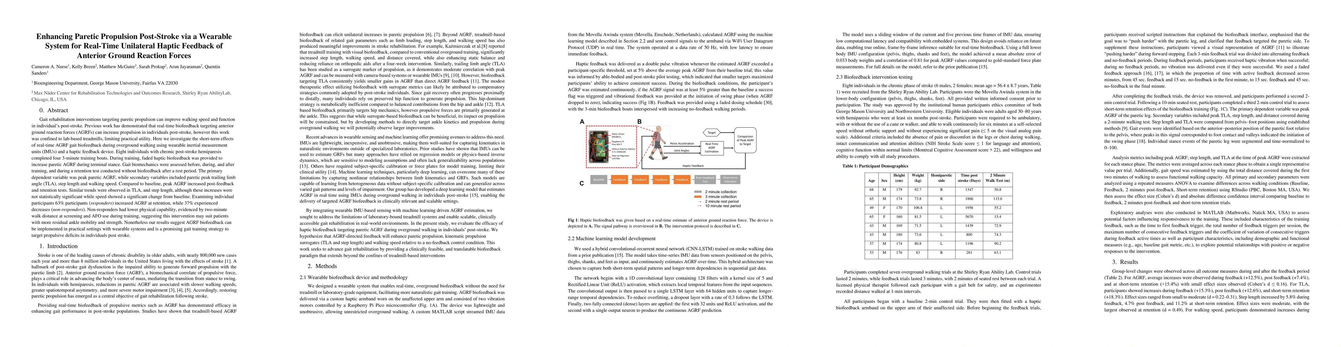 Thumbnail for Enhancing Paretic Propulsion Post-Stroke via a Wearable System for Real-Time Unilateral Haptic Feedback of Anterior Ground Reaction Forces