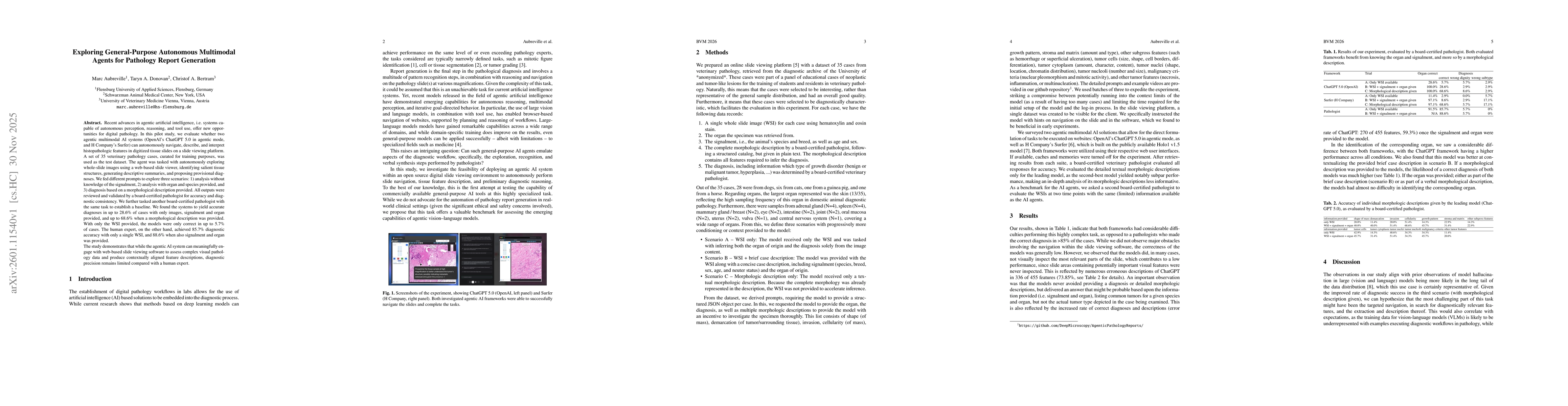 Thumbnail for Exploring General-Purpose Autonomous Multimodal Agents for Pathology Report Generation