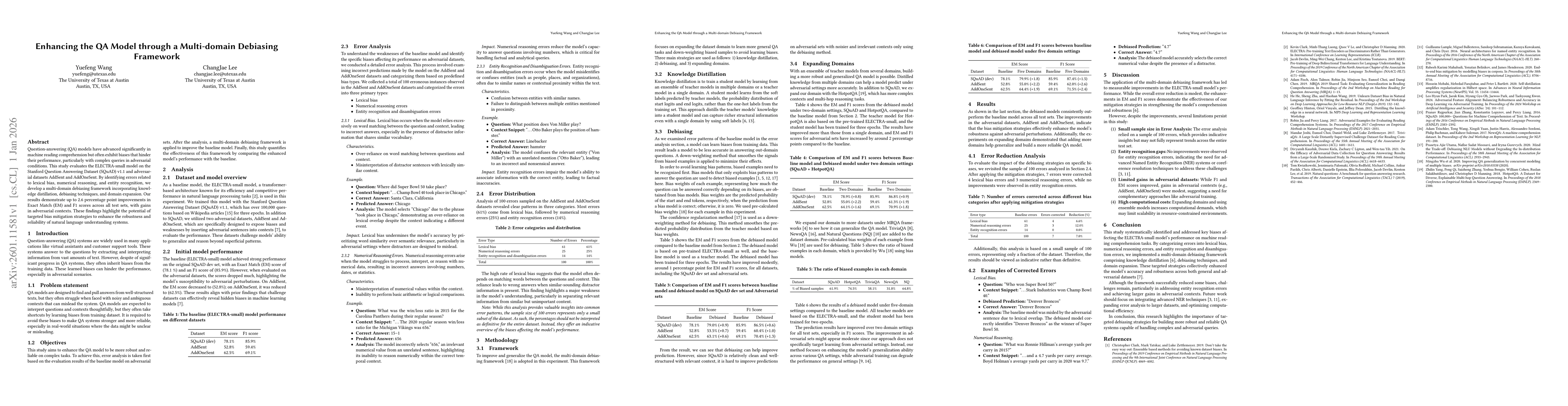 Thumbnail for Enhancing the QA Model through a Multi-domain Debiasing Framework