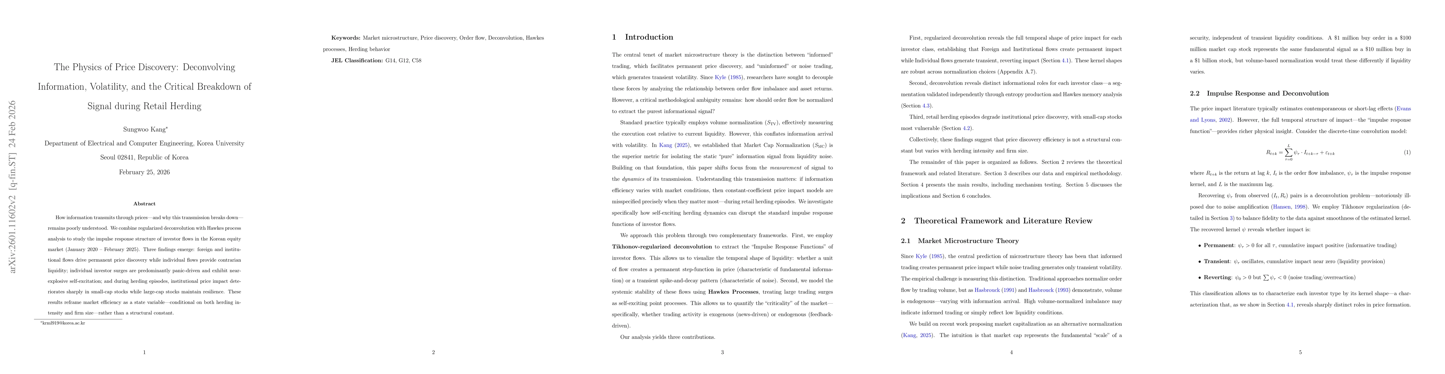 Thumbnail for The Physics of Price Discovery: Deconvolving Information, Volatility, and the Critical Breakdown of Signal during Retail Herding