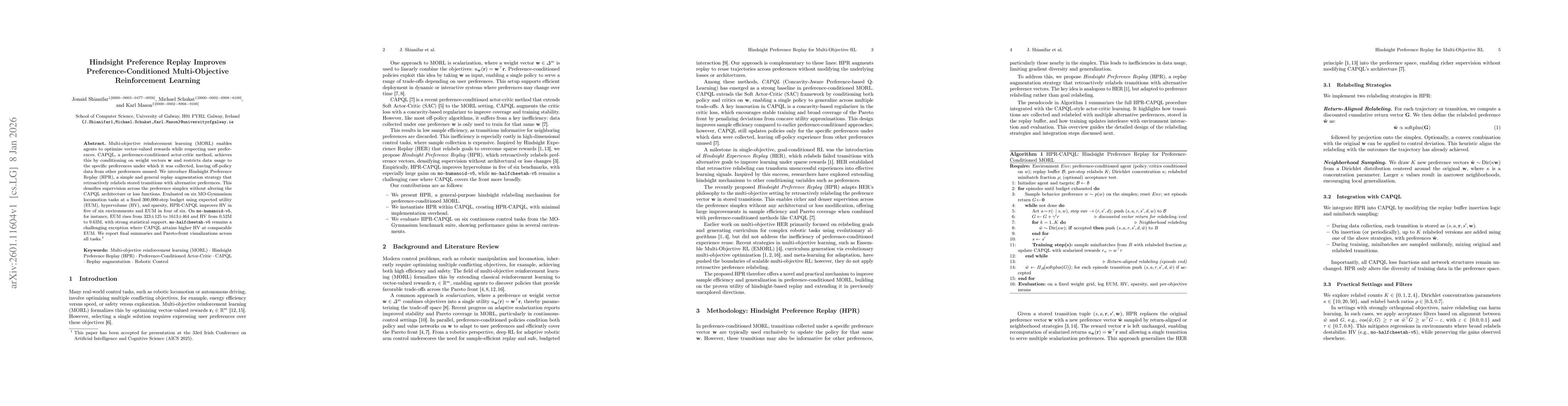 Thumbnail for Hindsight Preference Replay Improves Preference-Conditioned Multi-Objective Reinforcement Learning