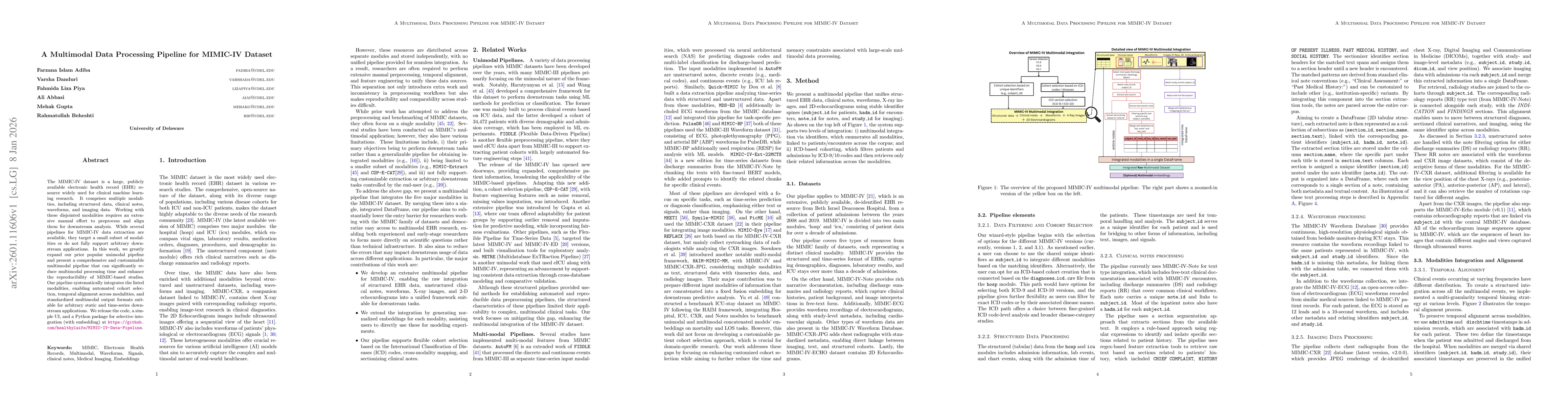 Thumbnail for A Multimodal Data Processing Pipeline for MIMIC-IV Dataset