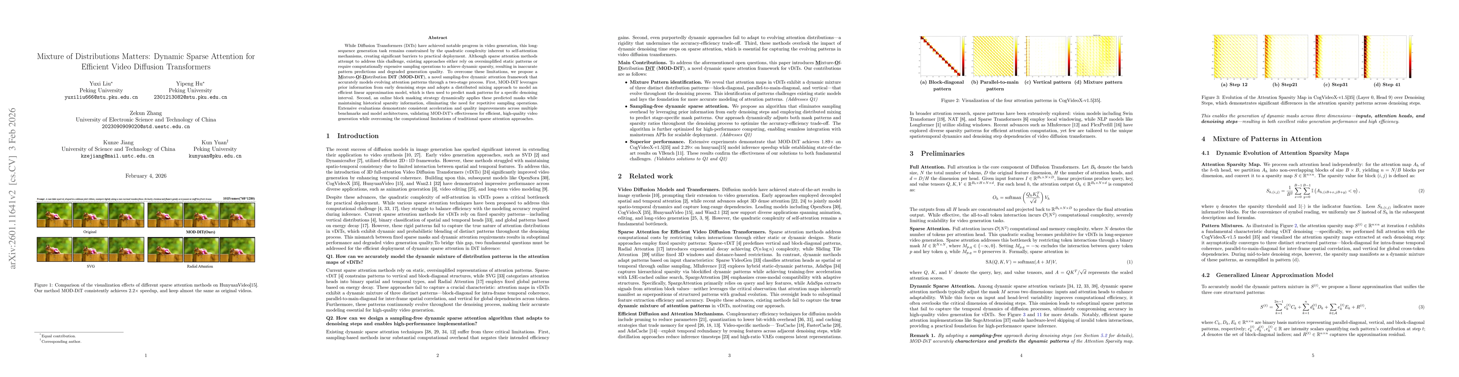Thumbnail for Mixture of Distributions Matters: Dynamic Sparse Attention for Efficient Video Diffusion Transformers