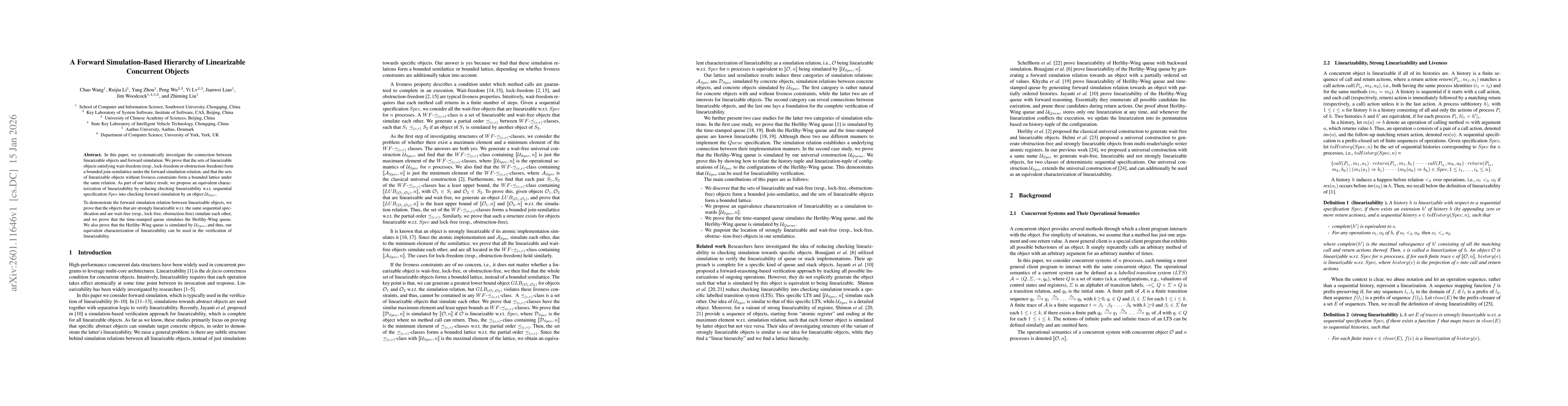Thumbnail for A Forward Simulation-Based Hierarchy of Linearizable Concurrent Objects