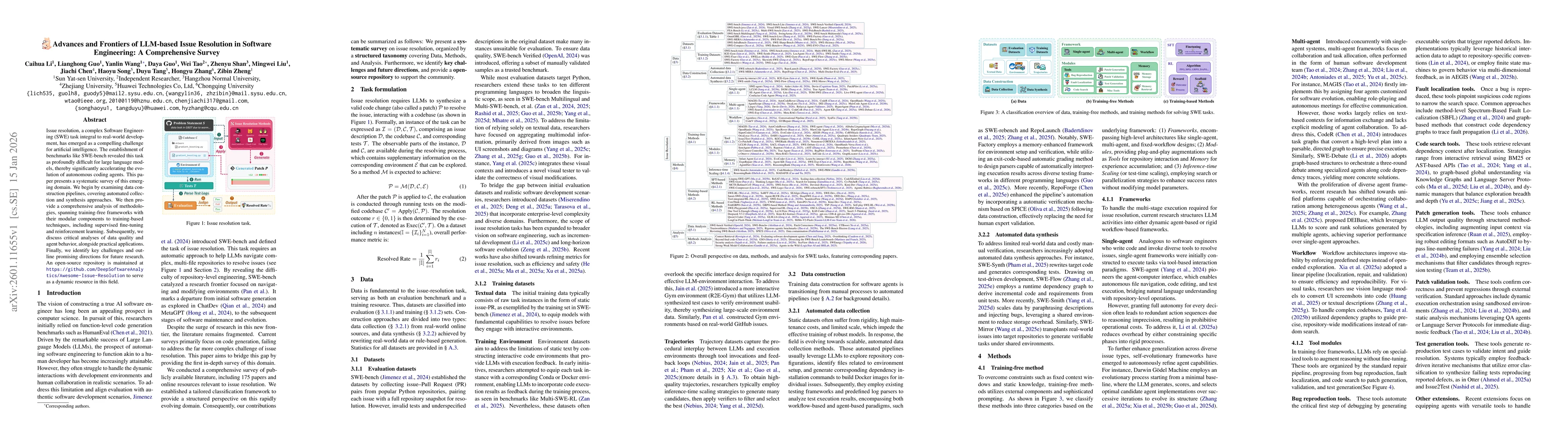 Thumbnail for Advances and Frontiers of LLM-based Issue Resolution in Software Engineering: A Comprehensive Survey