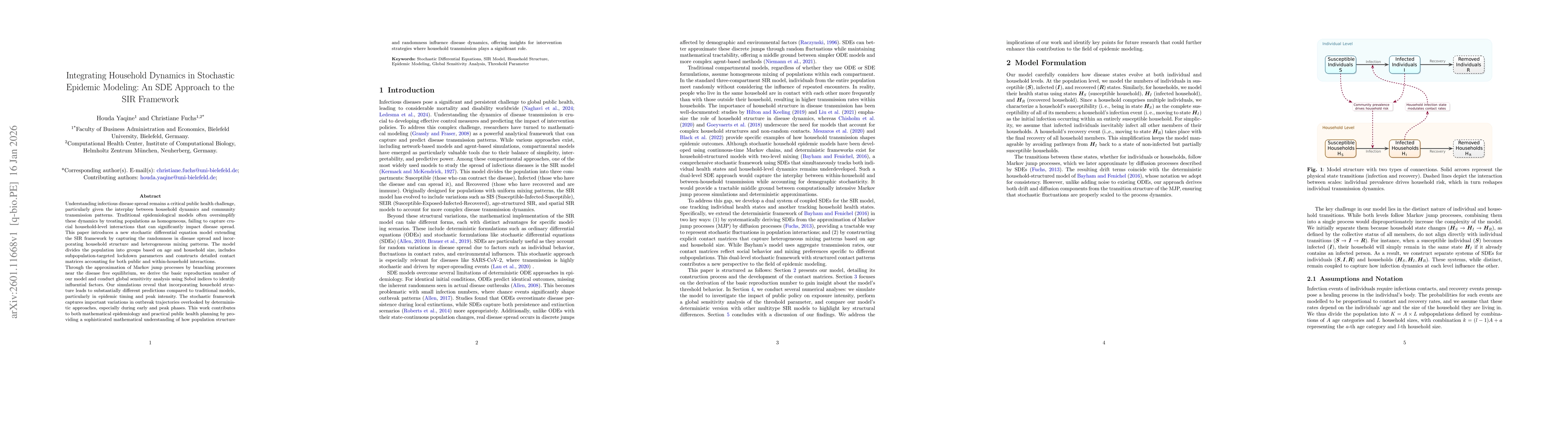 Thumbnail for Integrating Household Dynamics in Stochastic Epidemic Modeling: An SDE Approach to the SIR Framework