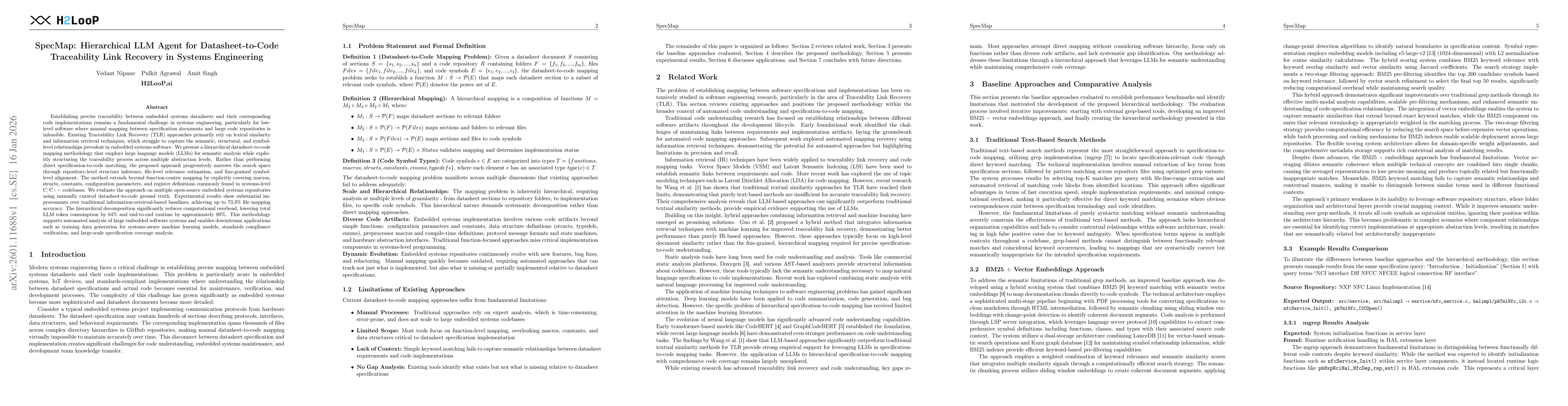 Thumbnail for SpecMap: Hierarchical LLM Agent for Datasheet-to-Code Traceability Link Recovery in Systems Engineering