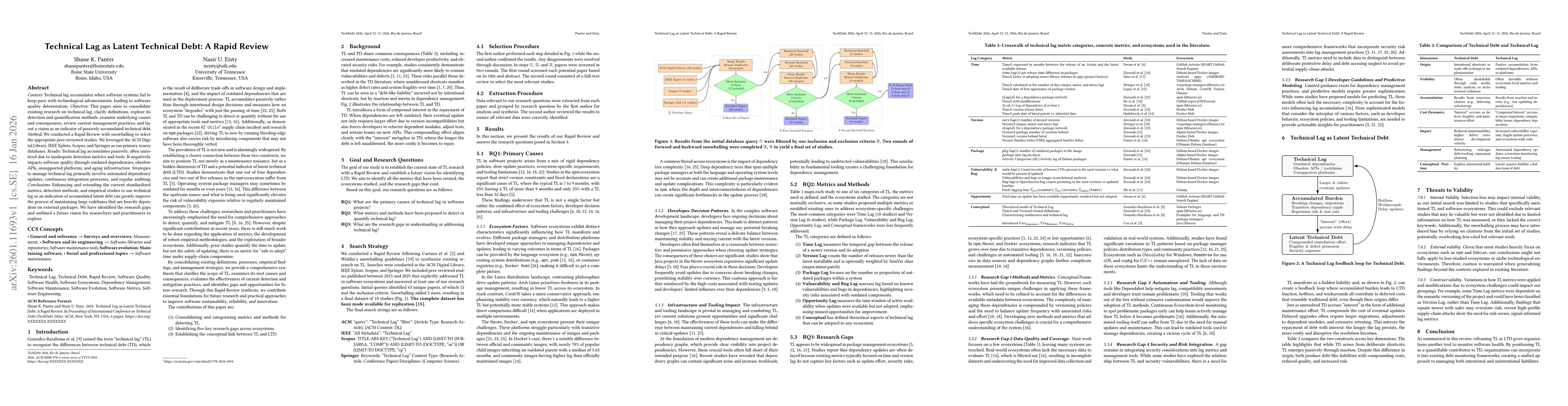 Thumbnail for Technical Lag as Latent Technical Debt: A Rapid Review