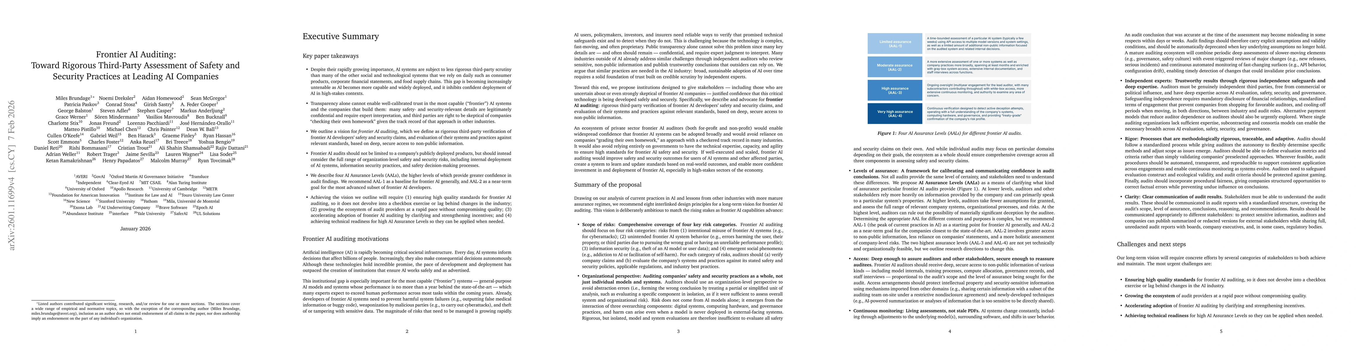 Thumbnail for Frontier AI Auditing: Toward Rigorous Third-Party Assessment of Safety and Security Practices at Leading AI Companies