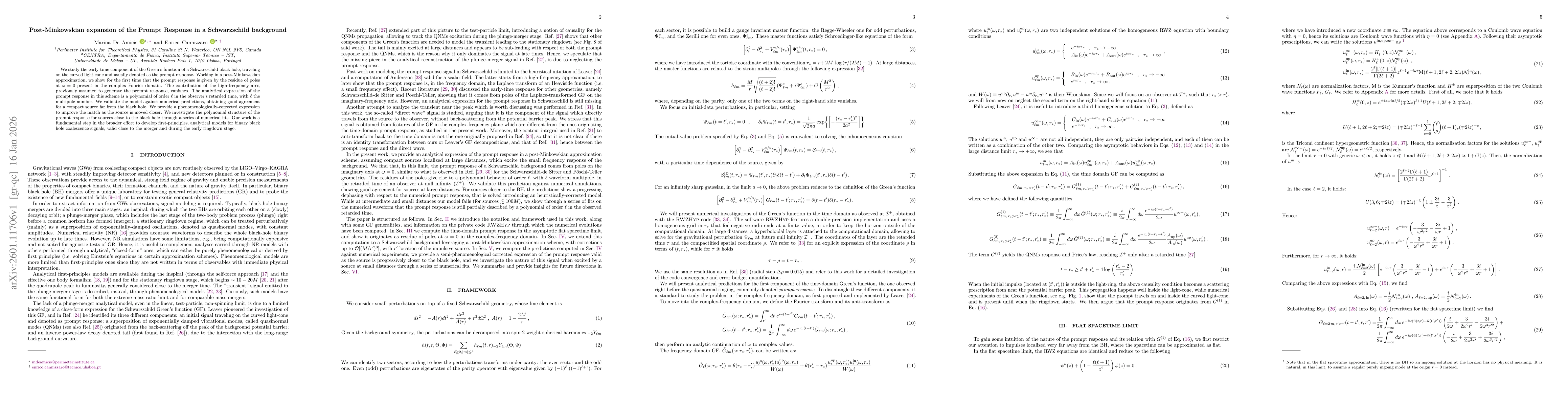 Thumbnail for Post-Minkowskian expansion of the Prompt Response in a Schwarzschild background