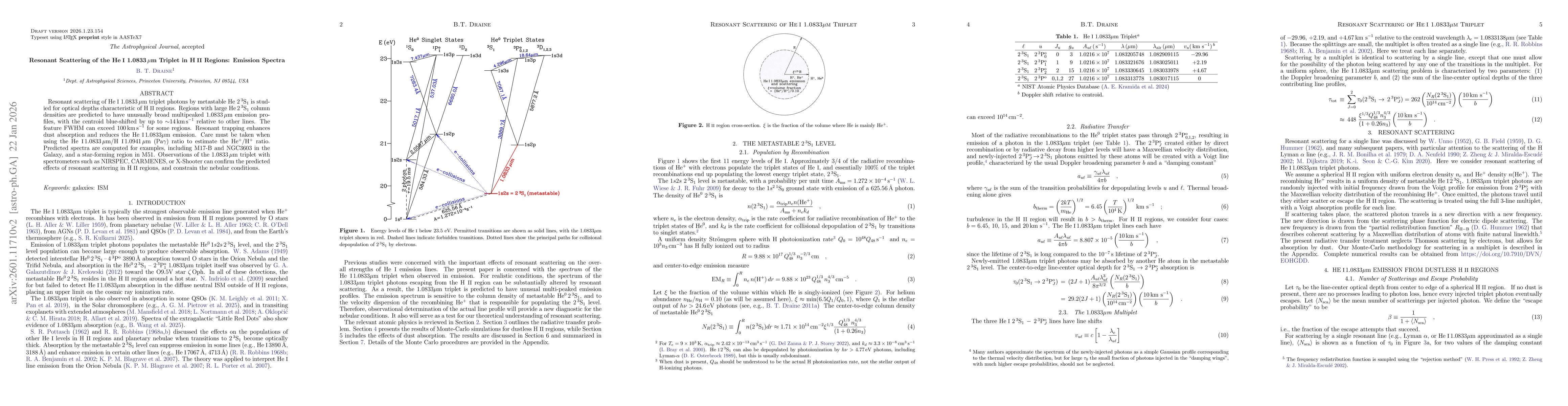 Thumbnail for Resonant Scattering of the He I 1.0833$μ$m Triplet in H II Regions: Emission Spectra