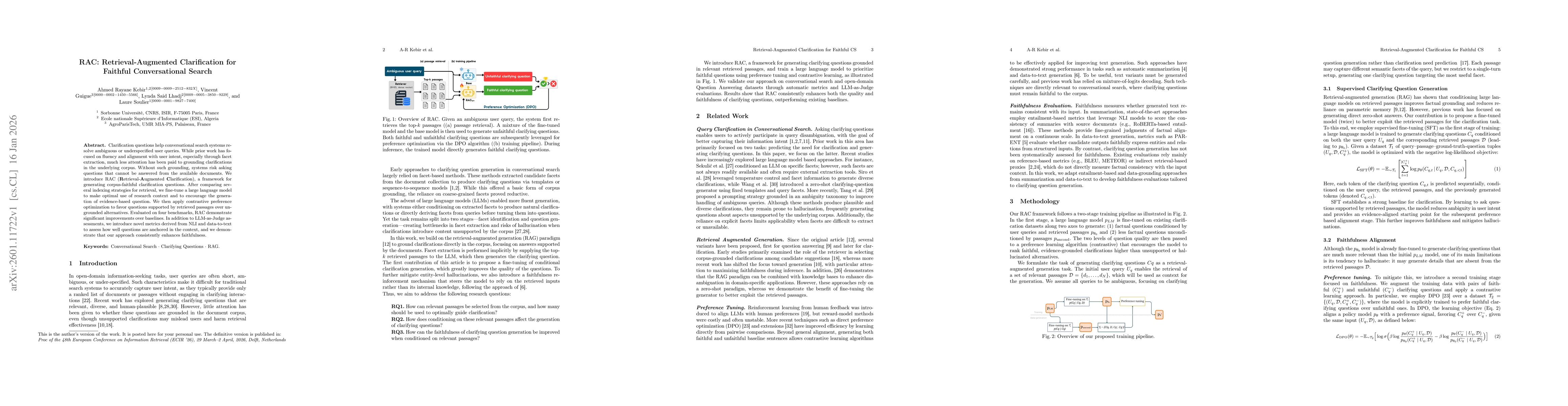 Thumbnail for RAC: Retrieval-Augmented Clarification for Faithful Conversational Search