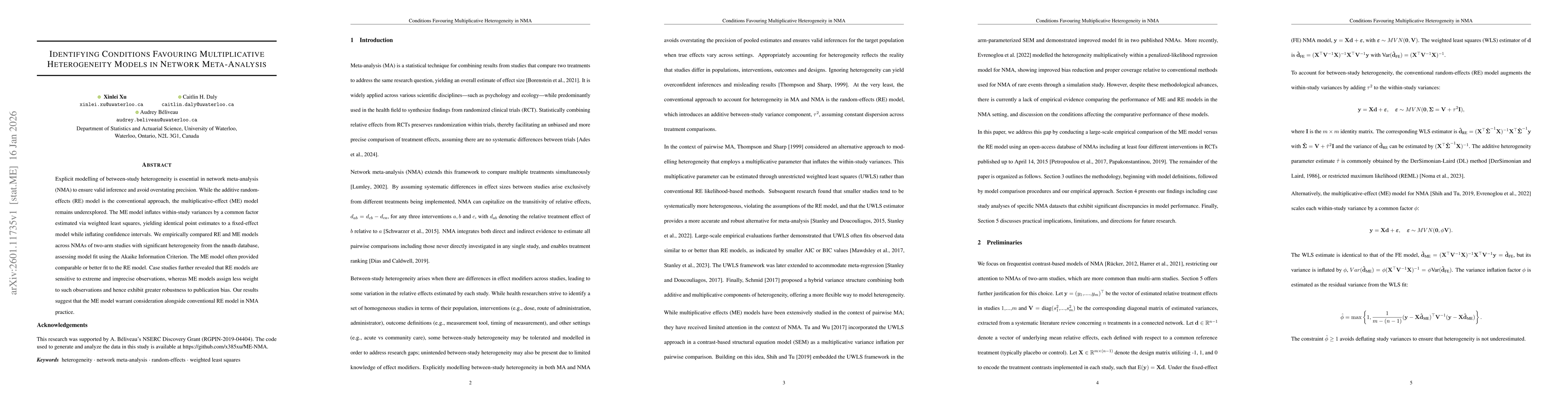 Thumbnail for Identifying Conditions Favouring Multiplicative Heterogeneity Models in Network Meta-Analysis