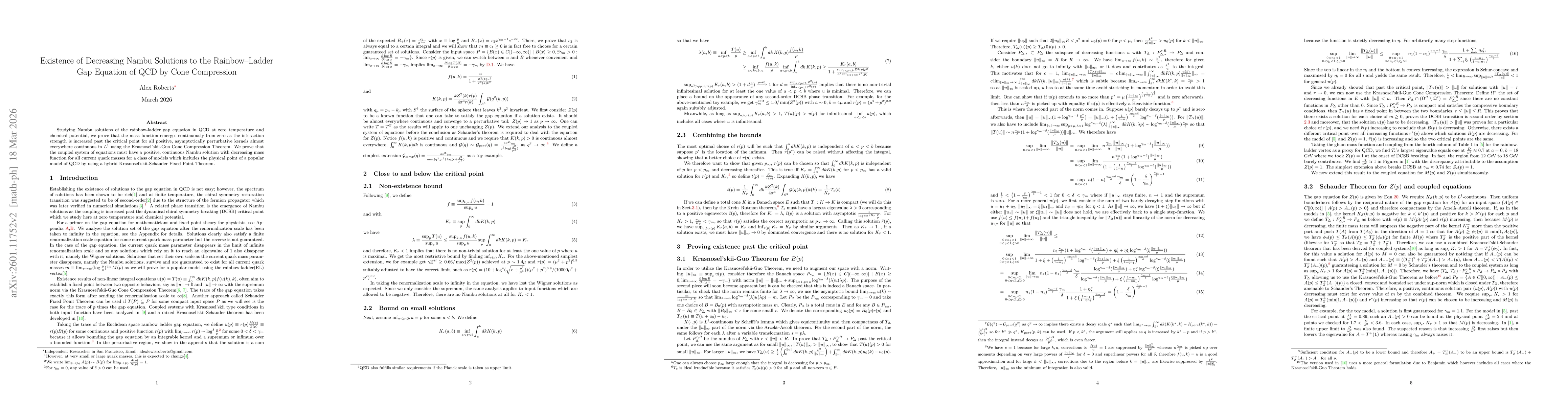Thumbnail for Existence of Decreasing Nambu Solutions to the Rainbow Ladder Gap Equation of QCD by Cone Compression