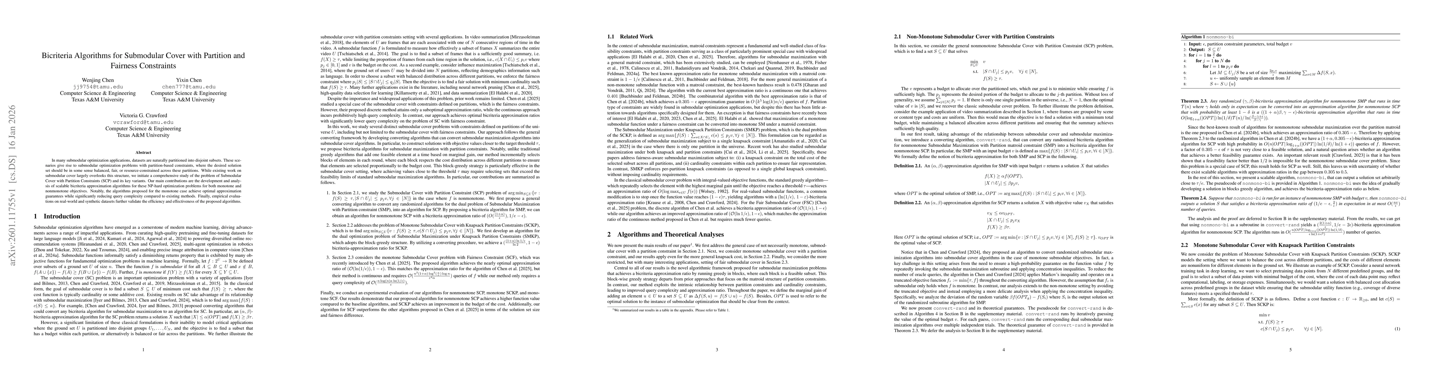 Thumbnail for Bicriteria Algorithms for Submodular Cover with Partition and Fairness Constraints