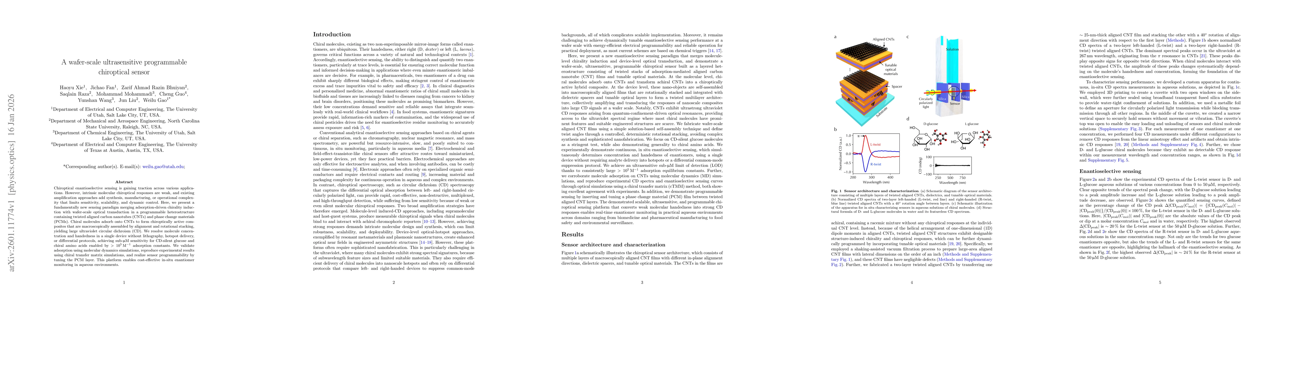 Thumbnail for A wafer-scale ultrasensitive programmable chiroptical sensor