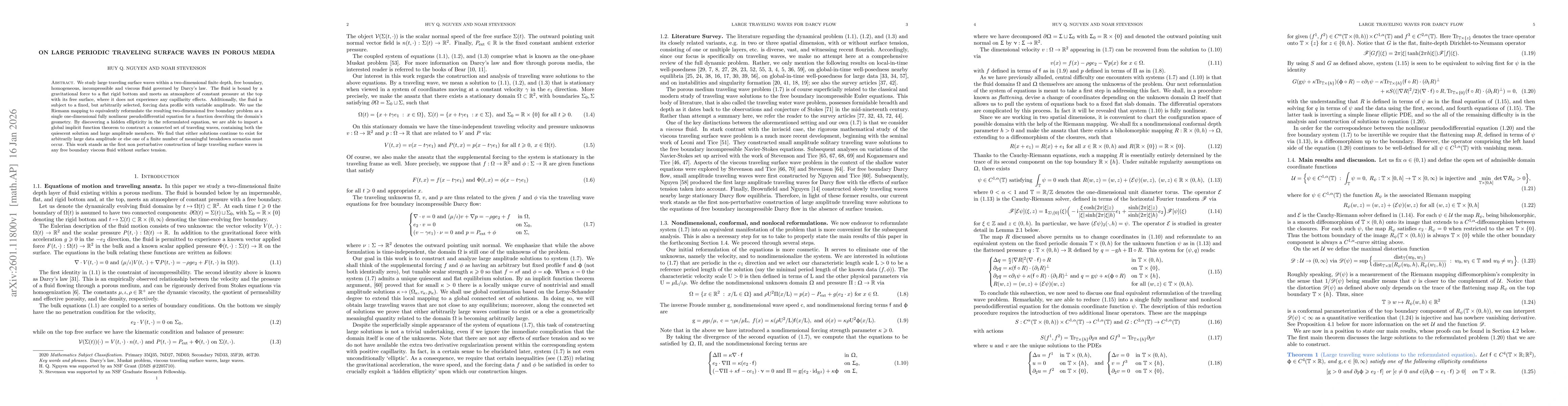 Thumbnail for On large periodic traveling surface waves in porous media