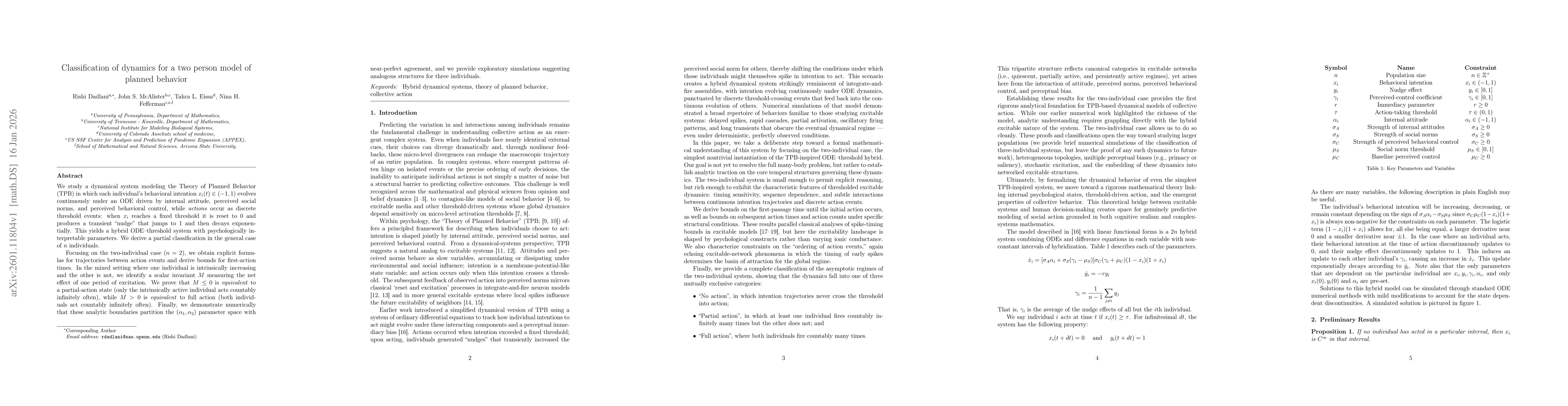 Thumbnail for Classification of dynamics for a two person model of planned behavior